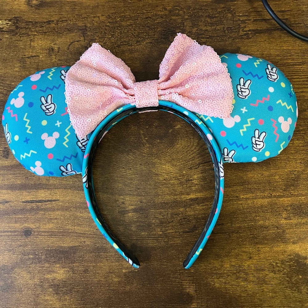 BBBrooke 90s Blue and Pink Mouse Ears Headband